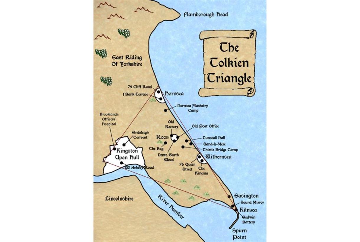 A map showing East Yorkshire's Tolkien Triangle