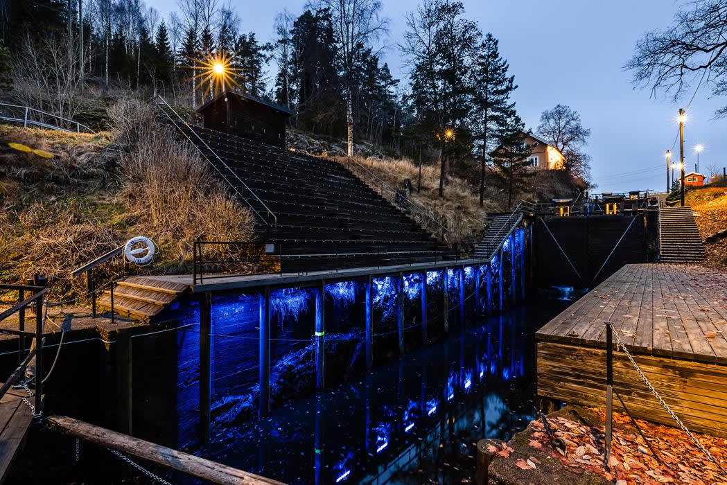 Light art in Ørje locks