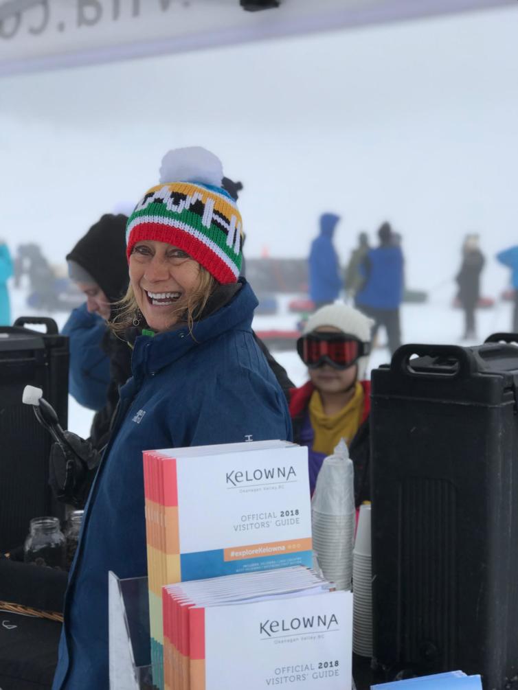 Photo of Tourism Kelowna volunteer at Big White on January 6, 2018