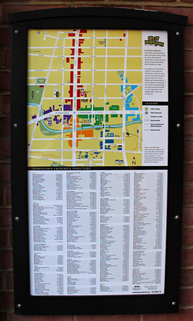 Map of Downtown Frederick at the garage