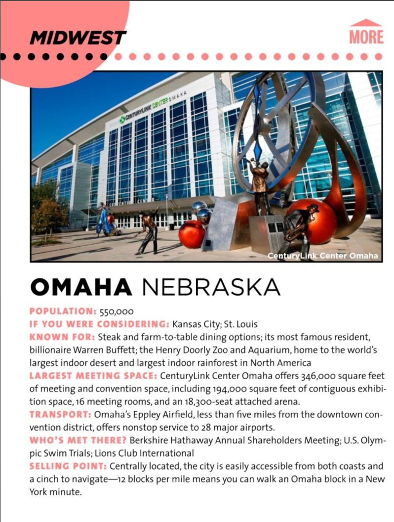 Omaha, NE in BizBash Venue Issue