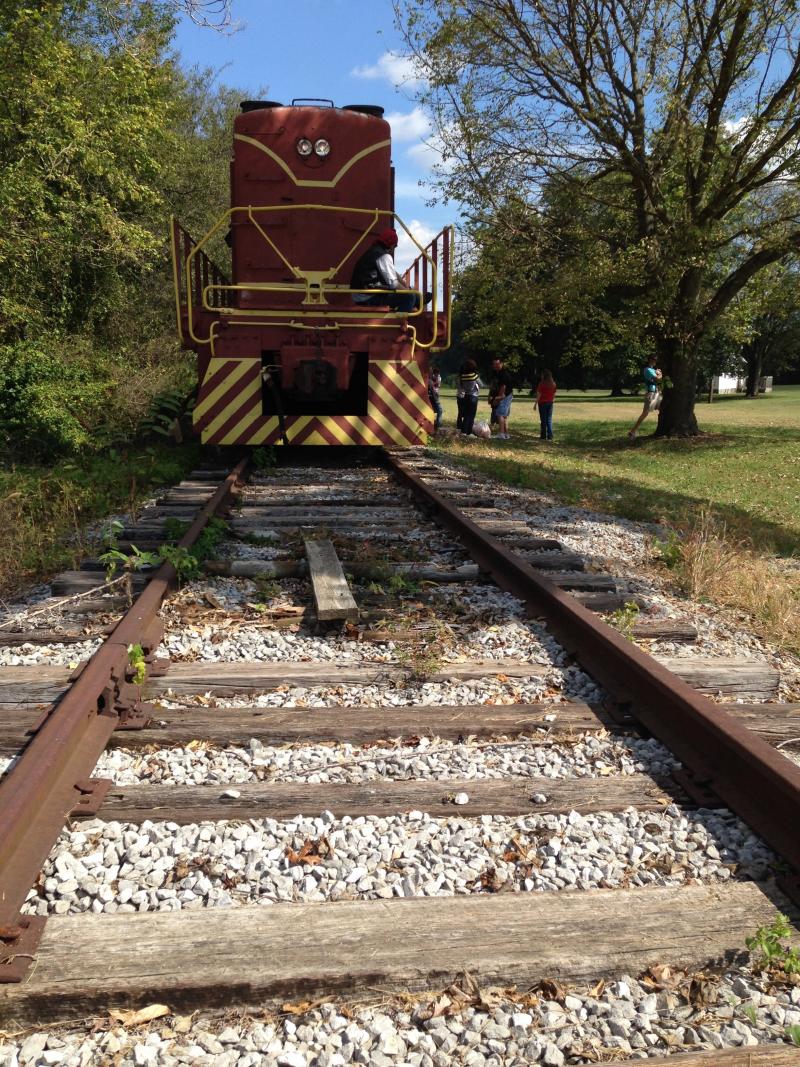 Train cart on the railroad tracks