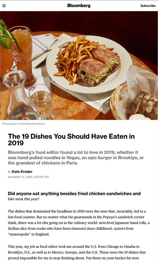 The 19 Dishes You Should have Eaten in 2019 - Bloomberg.com