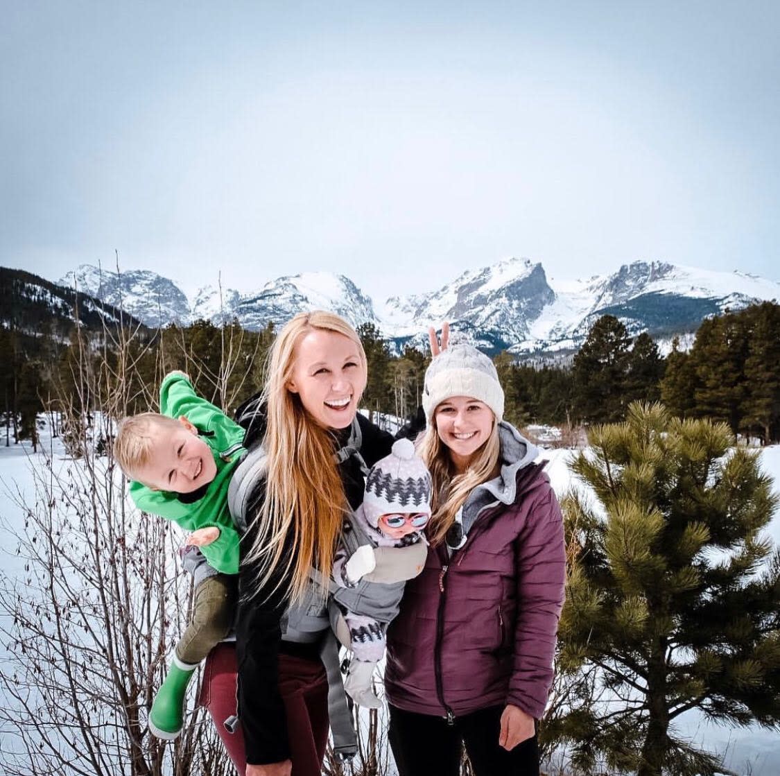 Caroline Gleich and Family Friends on frozen Sprague Lake