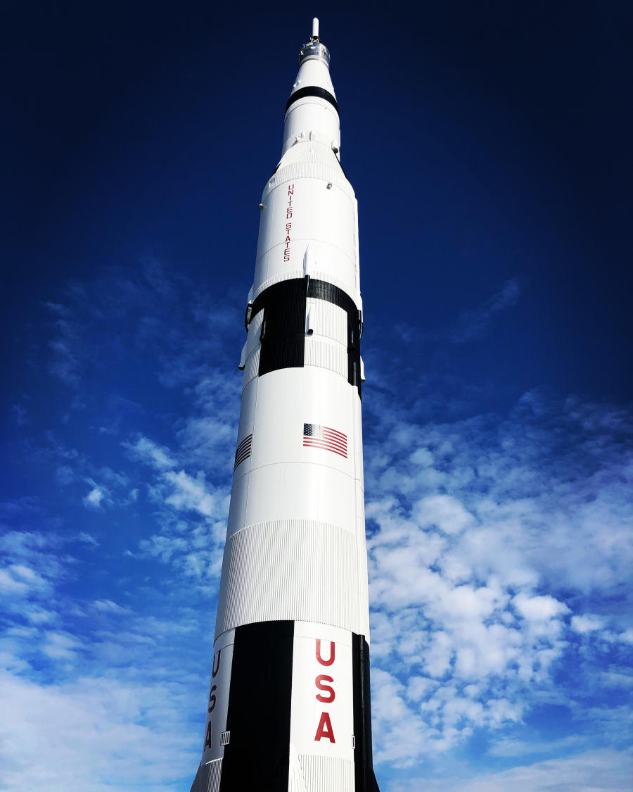 An image of the Huntsville, AL icon, the Huntsville Rocket USSRC.