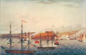 “Attack on Fort Oswego, on Lake Ontario, North America.” May 5, 1814. Drawn by Captain Steele and engraved by R. Havell & Sons, London, England, c. 1814. From the Collection of the Public Archives of Canada.
