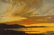 Credit: Frederic E. Church, Sunset, Bar Harbor, detail, c. September 1854, oil on paper mounted on canvas, 10 1/8 x 17 ¼ in., OL.1981.72. Collection of Olana State Historic Site.