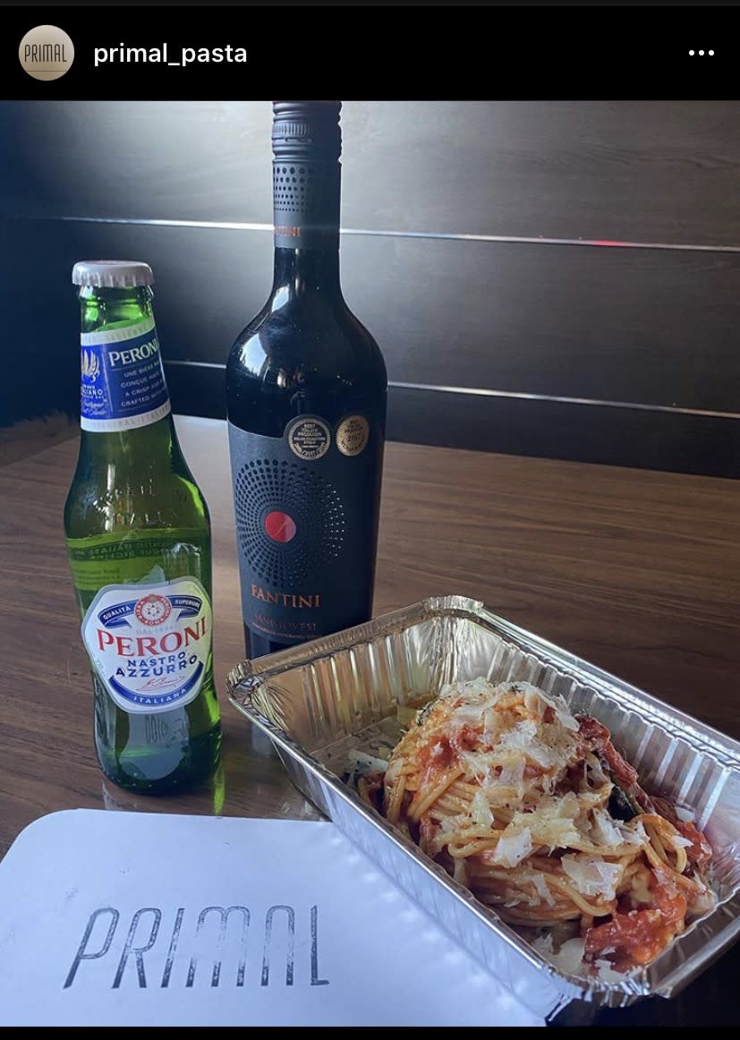 Pasta and wine to go from Primal in Saskatoon, SK