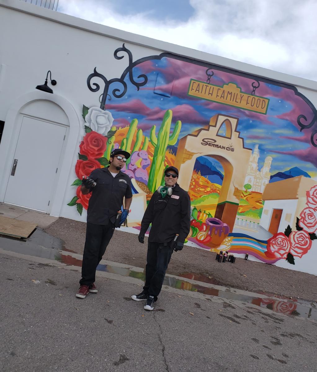 Serrano's Mural Artisits: Noe “Such Styles” Baez and his son Champ