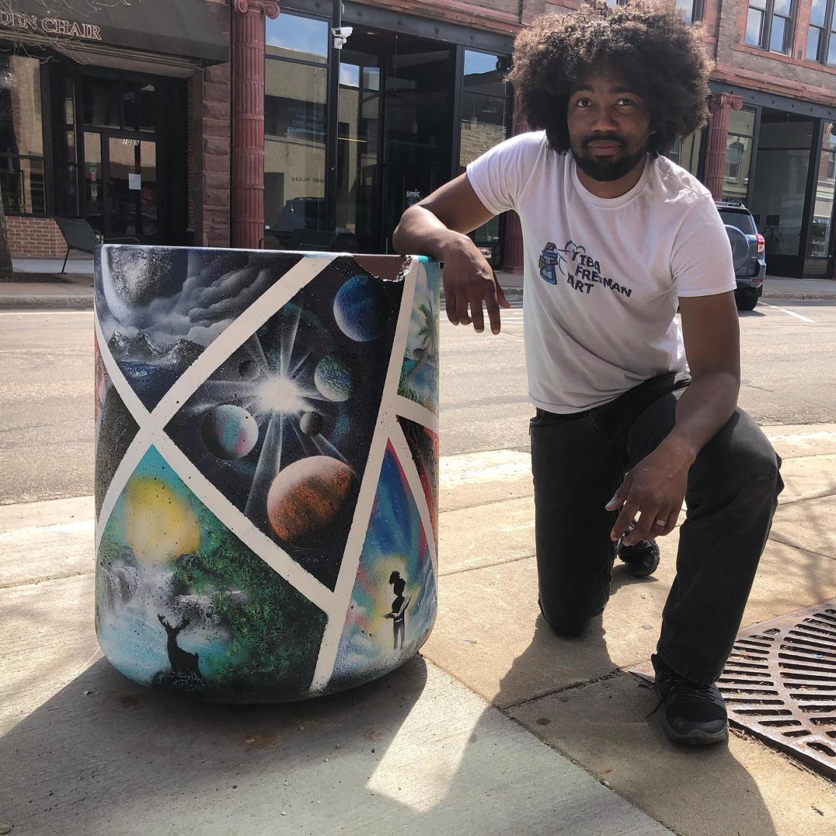 Downtown Stevens Point Trash Canvas