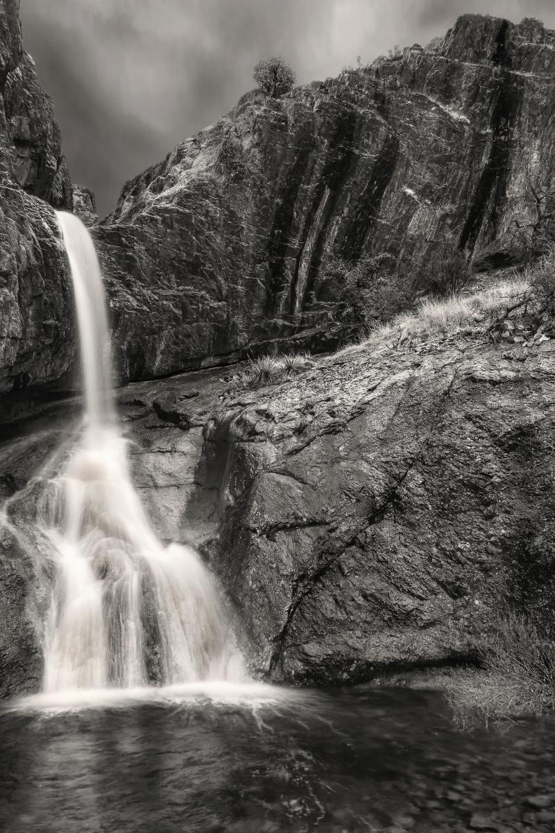 Dripping Springs Waterfall Black-and-White
