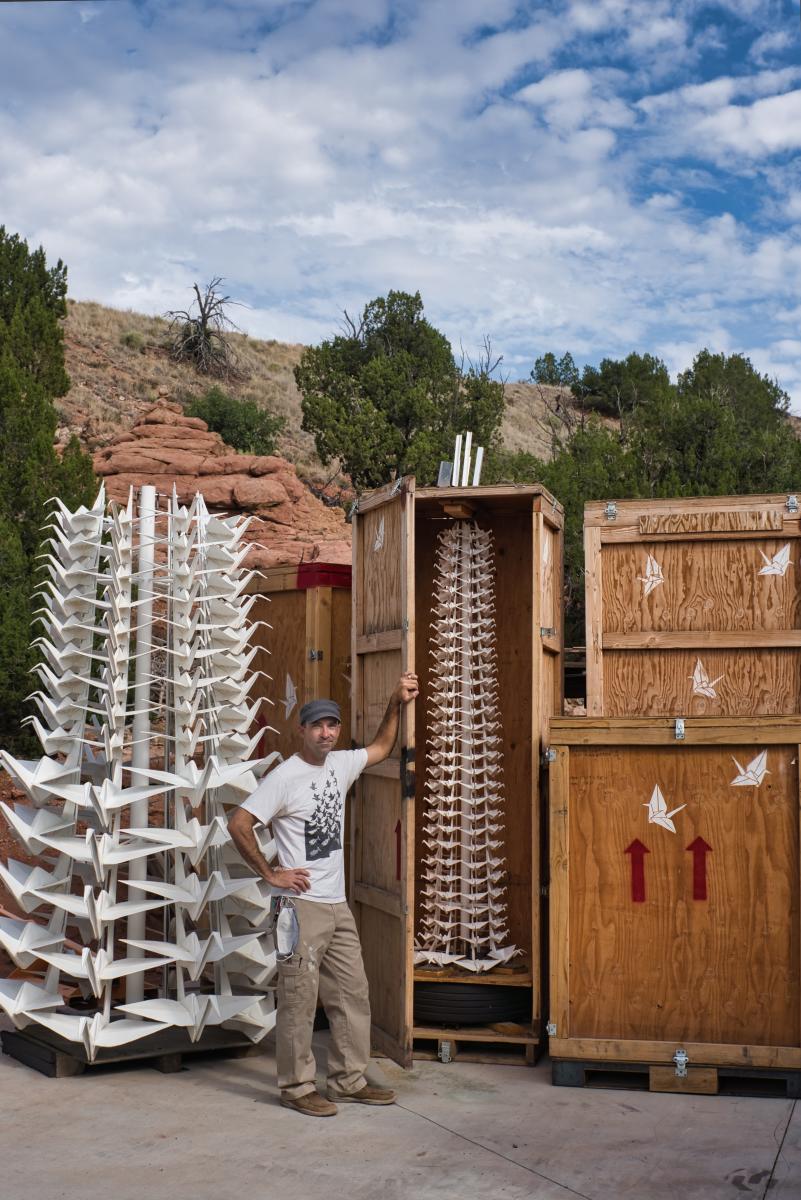 In the Folds: Kevin Box's several towers of folded cranes