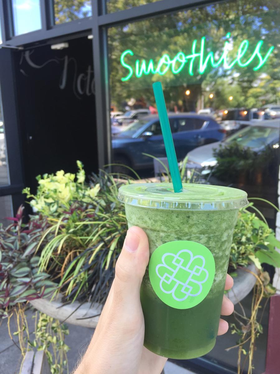 Green smoothie at Be Well Juice Bar