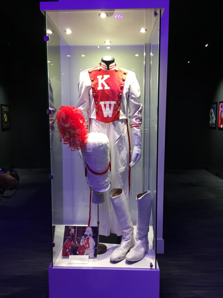 A KW marching band outfit on display at the GRAMMY Museum Experience in Newark, NJ