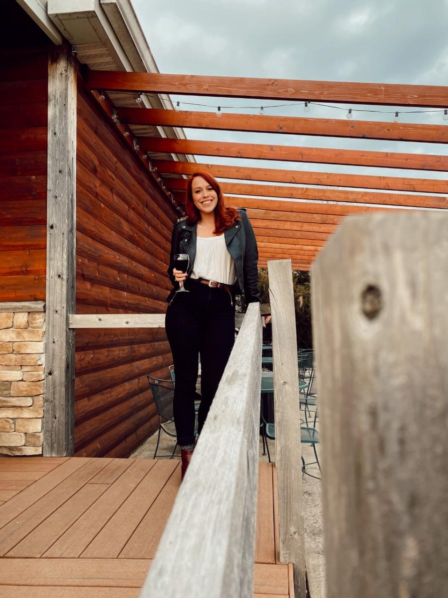 Rebekah Baughman at White Tail Run Winery Cabin in Edgerton, KS