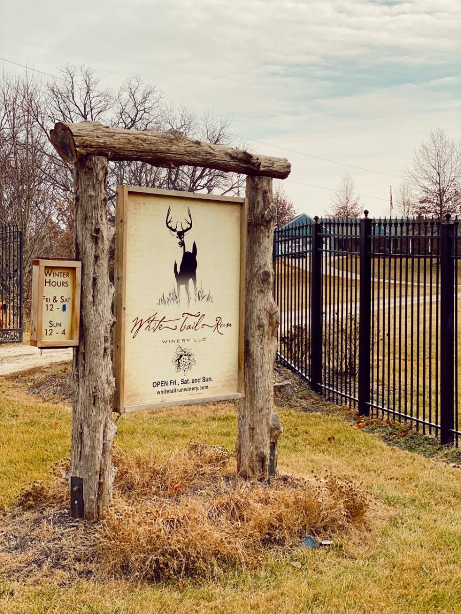 White Tail Run Winery Entrance Sign in Edgerton, KS