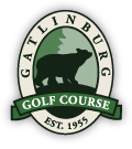 The Gatlinburg Golf Course logo features an illustration of a bear in the woods and the founding year of 1955.