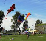 Kites will fill the skies over Fort Ontario in the City of Oswego during the Arts, Crafts, and Kite Festival Sept. 7. The Fort Ontario event is one of the largest gatherings of kite fliers in State of New York. (Photo by Mary Ellen Barbeau, Oswego County Tourism.)