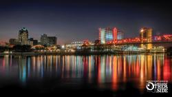 Lighted night skyline of downtown Shreveport, La.