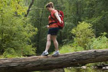 Hiker on a Log