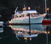 Decorated boat participating in the Daytona Beach Boat Parade