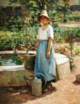 Josephine in the Garden, ca. 1890, Theodore Robinson (1852-1896), 32 1/4 x 26 1/8 in., Arkell Museum Collection, Gift of Bartlett Arkell, 1946