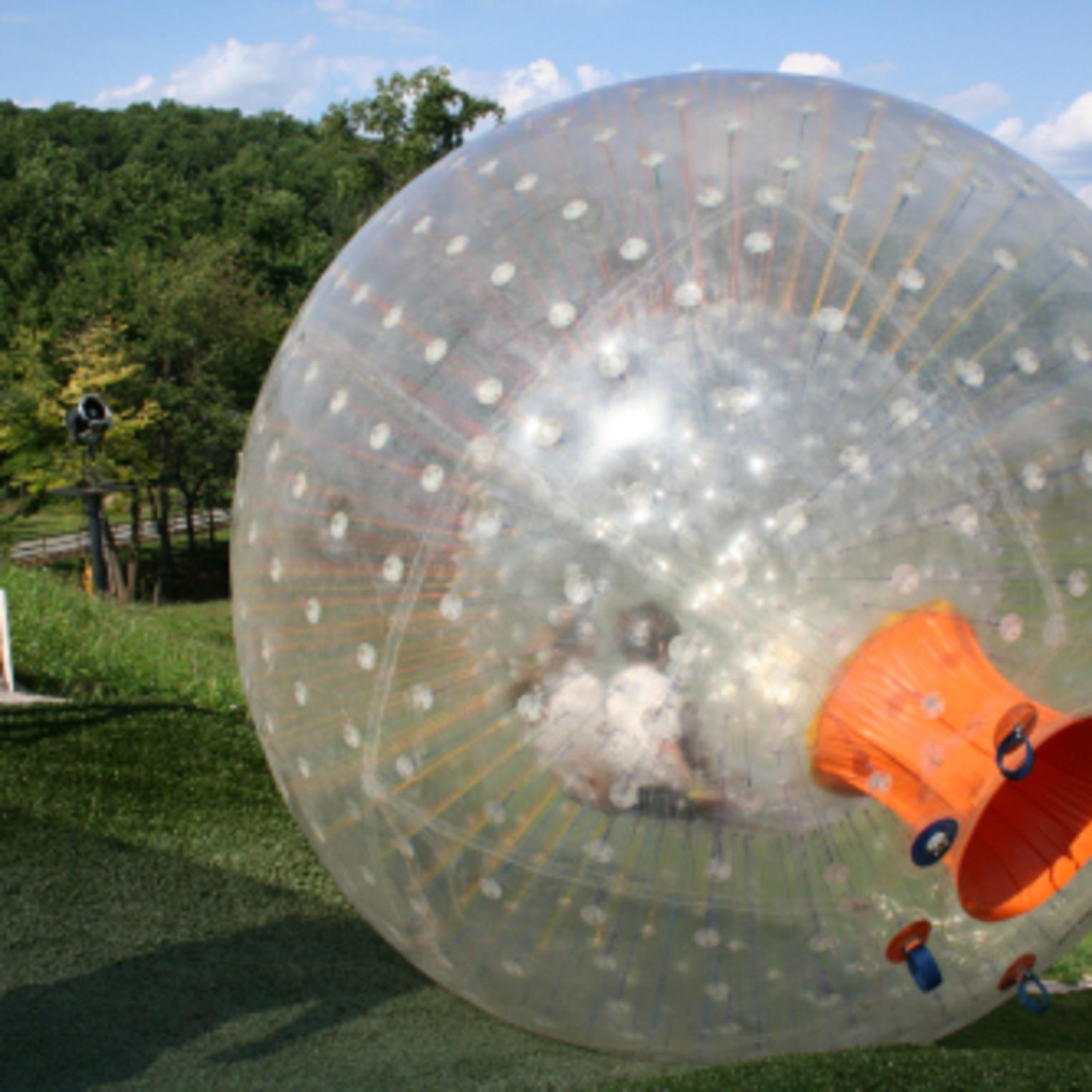 Roll down the hill inside a giant zorb - OGO ball in Central PA at Roundtop Mountain Resort