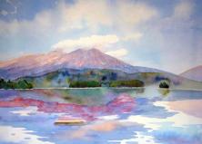 A Perfect Summer Day - Katahdin from Millinocket Lake-Painting by Evelyn Dunphy
