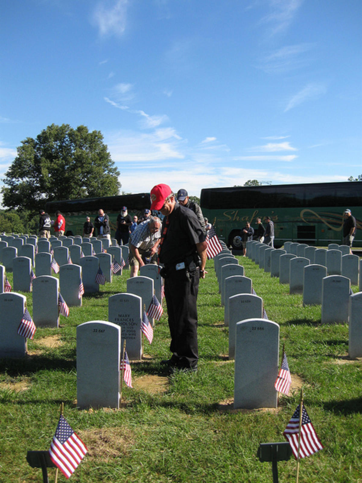 Military Reunion group touring National Memorial Cemetery at Quantico
