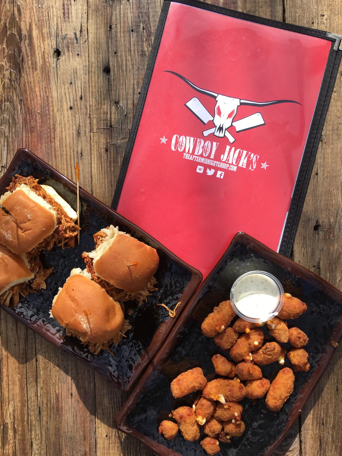 Cowboy Jack's pork sliders and cheese curds in River Prairie Park