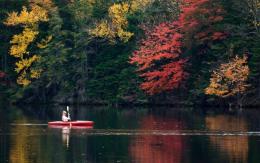 Viewing Adirondack foliage from the water