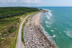 Aerial View of Fort Fisher along the ocean