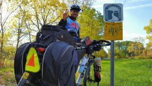 biker on the Genesee Valley Greenway trail