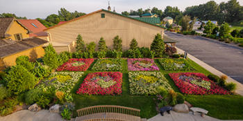 Quilt garden alternating pattern aerial view