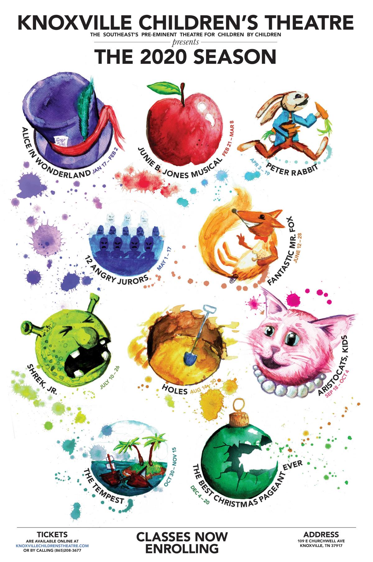 Knoxville Children's Theatre 2020 Season poster
