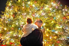 Family Looking at Christmas Tree