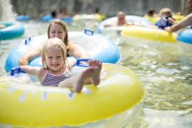 Kids on the lazy river, Dorney Park, Lehigh Valley, PA