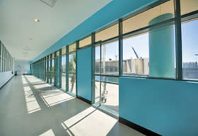 Cruise Terminal 4 interior photo showing walkway to cruise ship