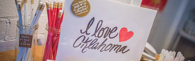 Preview of stationary item available at Chirps & Cheers that reads "I Love Oklahoma"
