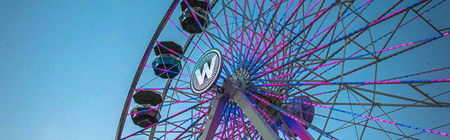 OKC's Wheeler District Ferris Wheel at dusk