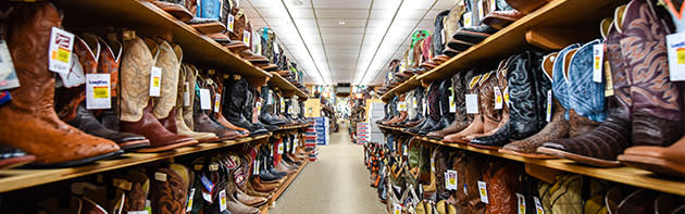 Cowboy boot selection at Langston's Western Wear