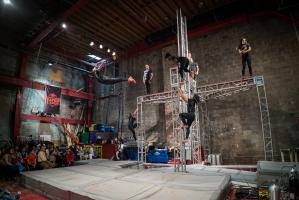 Streb Action Company performs in indoor spaces