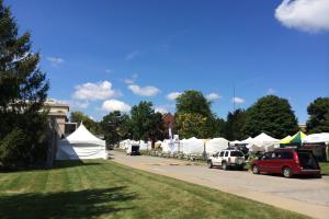 Vendor tents at the Clothesline Festival in Rochester, NY