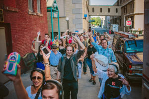 crowds are part of the action on the streets of Rochester during the Rochester Fringe Festival