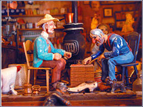Miniature checkers exhibit at Tinkertown in the East Mountains along the Turquoise Trail of New Mexico