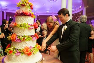 Colorful Wedding Cake Cutting