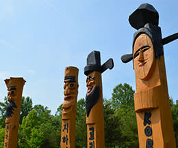 Korean Bell Garden Totem Poles Korean Bell Garden: Totem Poles