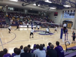 Boys playing Volleyball