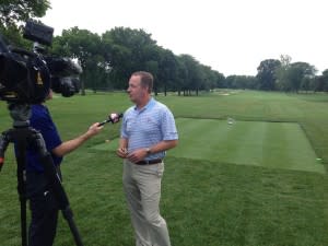 Golf player being interviewed