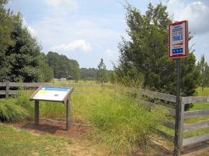Civil War trail marker at Bentonville Battlefield State Historic Site, Four Oaks, NC.